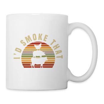 Grillmeister Geschenk Fleisch Wurst & Bier - Tasse - Weiß - Rechts