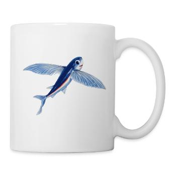 Poisson volant en orange bleu - Mug blanc - blanc - Droite