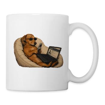 Hunde-Dackel-Laptop-Humor - Tasse - Weiß - Rechts