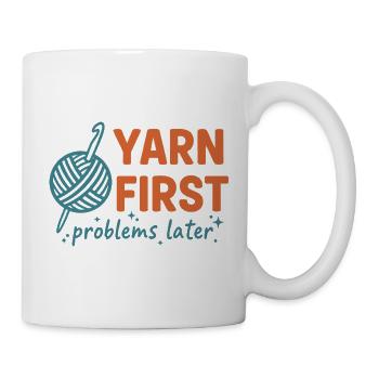 Häkelliebhaber-Garn Erste Probleme später Lustig - Tasse - Weiß - Rechts