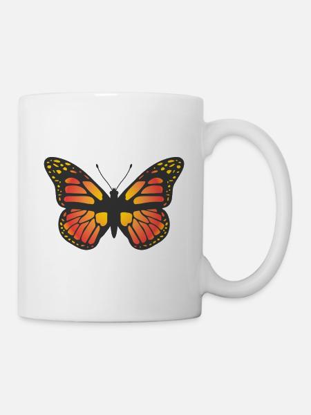 Bunte Schmetterlingsillustration Naturkunst-Ikone - Tasse - Weiß