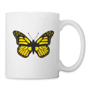 Bunte Schmetterlingsillustration Naturkunst-Ikone Sy - Tasse - Weiß - Rechts