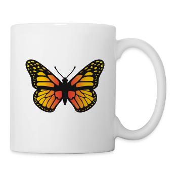 Bunte Schmetterlingsillustration Naturkunst-Ikone Sy - Tasse - Weiß - Rechts
