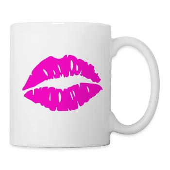 Lippenkuss Neonrosa - Tasse - Weiß - Rechts