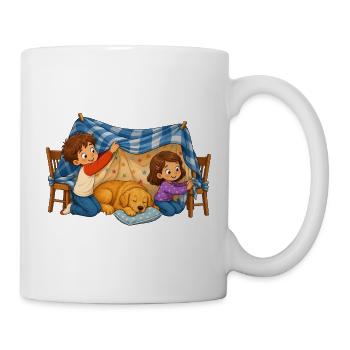 Kinder Deckenhöhle mit Hund Kuscheliges Motiv - Tasse - Weiß - Rechts