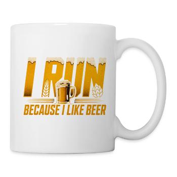 Ich laufe wegen Bier - Lustiges Lauf Shirt - Tasse - Weiß - Rechts