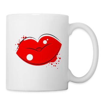 Red Kissing Lips Pop Art - Mug - white - Right