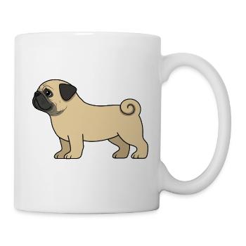 Pug Cartoon Drawing - Mug - white - Right
