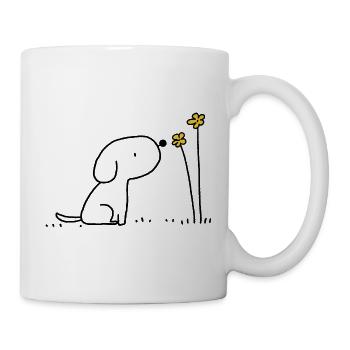 Silhouette minimale des fleurs jaunes - Mug blanc - blanc - Droite