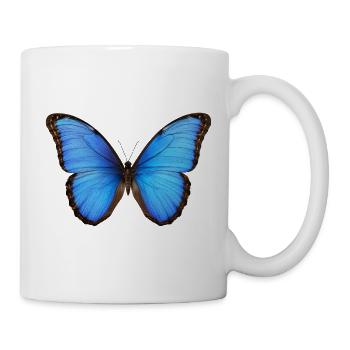 Blue Morpho Butterfly Realistischer Stil - Tasse - Weiß - Rechts