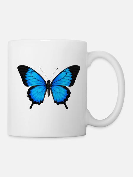 Ulysses Butterfly Papilio ulysses Realistischer Stil - Tasse - Weiß