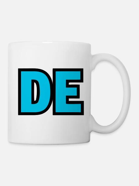 DE Initialen Block Logo - Tasse - Weiß