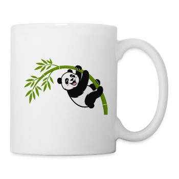 Panda hängt am Bambusbogen - Tasse - Weiß - Rechts
