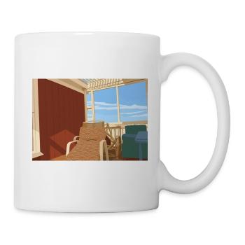 Gemütlicher Liegestuhl auf sonniger Veranda  - Tasse - Weiß - Rechts