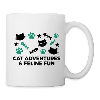 Katzen Abenteuer Schriftzug - Tasse - Weiß - Rechts