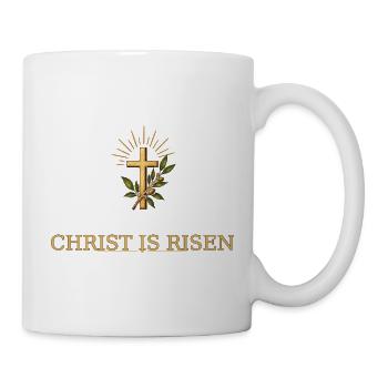 Christus ist auferstanden – Christliches Osterkreuz - Tasse - Weiß - Rechts