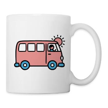 Pinker Schulbus Grafik - Tasse - Weiß - Rechts