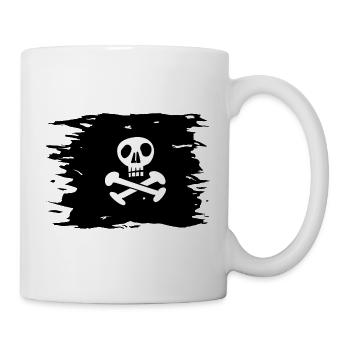 Piratenflagge Jolly Roger Totenkopf Fahne Pirat - Tasse - Weiß - Rechts