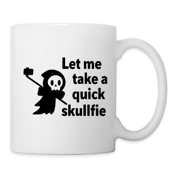 Skelett-Selfie mit Selfie-Stick - Tasse - Weiß - Rechts