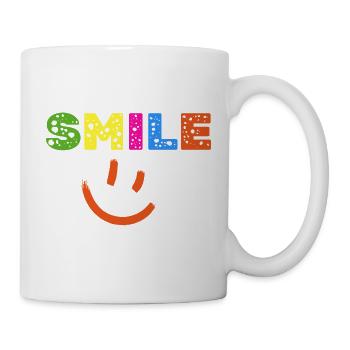 Smile Farbexplosion, Gute Laune Shirt, Statement  - Tasse - Weiß - Rechts