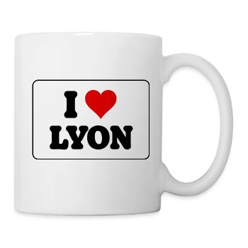 Ich liebe Lyon, ich liebe Lyon – Amour Ville - Tasse - Weiß - Rechts