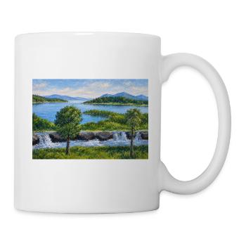 Flusslandschaft mit Wasserfall - Tasse - Weiß - Rechts