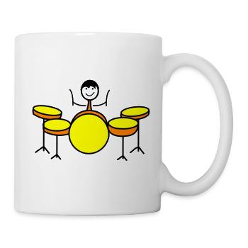 Trommel Drumset Drummer - Tasse - Weiß - Rechts