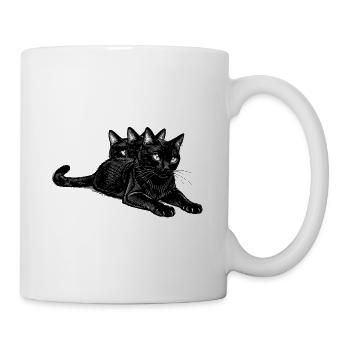 Dreiköpfiges Katzentrio - Tasse - Weiß - Rechts