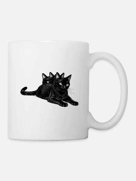 Dreiköpfiges Katzentrio - Tasse - Weiß