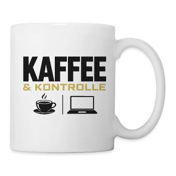 Kaffee & Kontrolle - Tasse - Weiß - Rechts