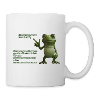 Frosch mit Wortwitz über Silbentrennung - Tasse - Weiß - Rechts