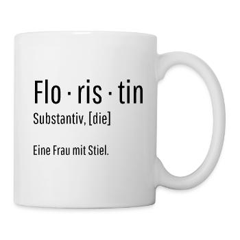 Floristin Substantiv Definition Blumen Geschenk - Tasse - Weiß - Rechts