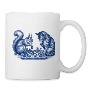 Eichhörnchen Katze Schach - Tasse - Weiß - Rechts