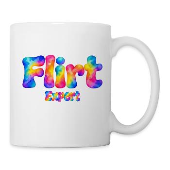 Flirt Expert – Bunter Aquarell Spruch mit Humor - Tasse - Weiß - Rechts