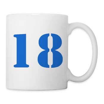 18. 18 JAHRE ALT. 18-JÄHRIGES JUBILÄUM. 18. GEBURTSTAG. - Tasse - Weiß - Rechts