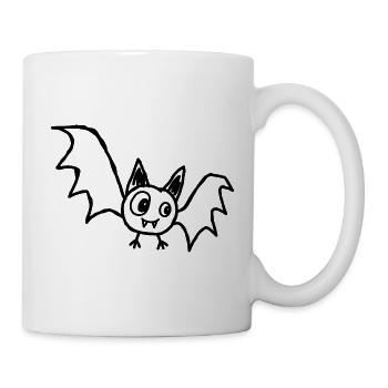 Niedliche Halloween-Fledermaus im Kritzelstil - Tasse - Weiß - Rechts