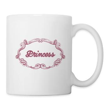 Rosa Prinzessin Schnörkelrahmen - Tasse - Weiß - Rechts