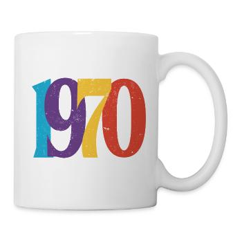Geboren 1970 70 Geburtstagsgeschenk - Tasse - Weiß - Rechts