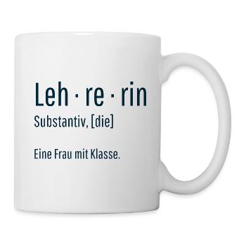 Lehrerin Substantiv Definition Schule Geschenk - Tasse - Weiß - Rechts
