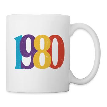 Geboren 1980 80er Geburtstagsgeschenk - Tasse - Weiß - Rechts