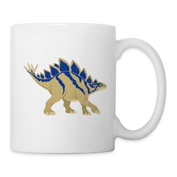 Blau gestreifter Stegosaurus im Vintage-Stil - Tasse - Weiß - Rechts