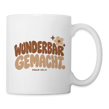 Wunderbar gemacht – Psalm 139,14 | Glaubenshirt DE - Tasse - Weiß - Rechts