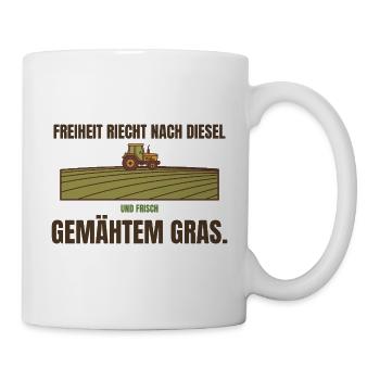 Freiheit riecht nach Diesel und frischem Gras - Tasse - Weiß - Rechts