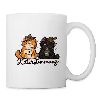Katerstimmung – Müde Katzen mit Kaffee - Tasse - Weiß - Rechts