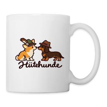 Hütehunde – Corgi & Dackel mit Trachtenhut - Tasse - Weiß - Rechts