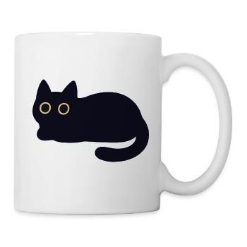Schwarze Katze mit gelben Augen - Tasse - Weiß - Rechts