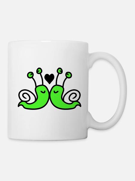 verliebte Schnecken - Tasse - Weiß
