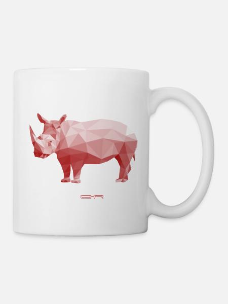 Low Poly Rhino - Tasse - Weiß