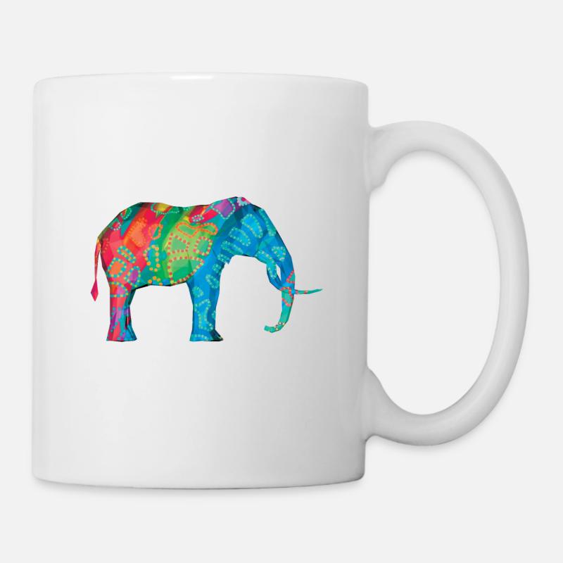 Farbiger Elefant mit der ursprünglichen Hans Hansen-Zeichnung - Tasse - Weiß