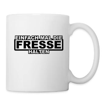 Einfach mal die Fresse Halten Umrandung - Tasse - Weiß - Rechts